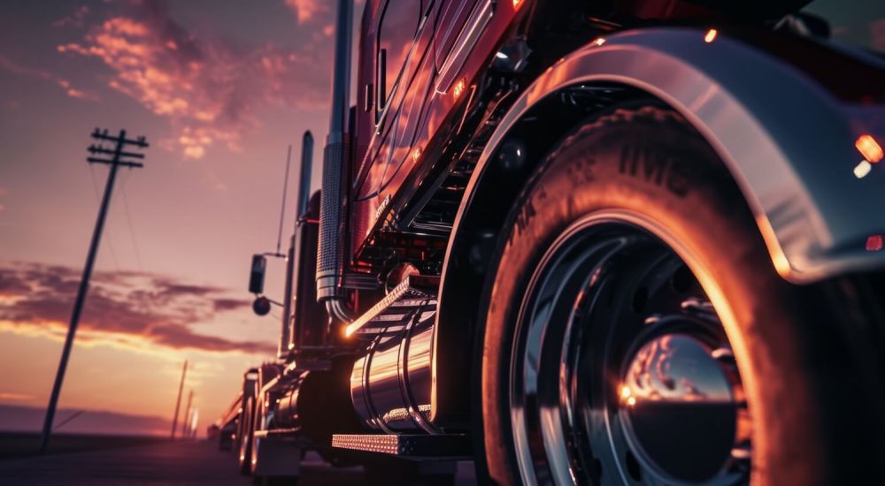 detail shot of semi truck