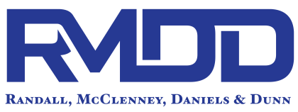 Logo of RMDD: Randall, McClenney, Daniels & Dunn in blue, showcasing large initials above the full name.