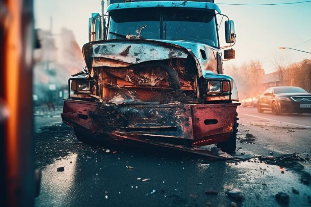 Truck Crash Damage Realistic Photo